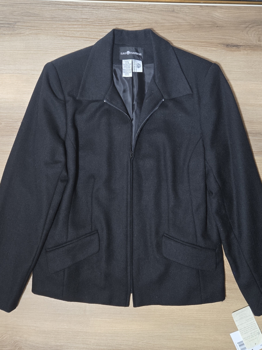Vintage Black Zip-Front Blazer Jacket